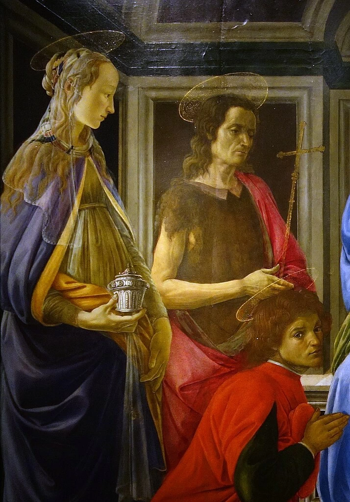 Madonna col Bambino in trono e i Santi Giovanni Battista, Maria Maddalena, Francesco, Caterina d’Alessandria, Cosma e Damiano - Galleria degli Uffizi, Firenze, dettaglio
